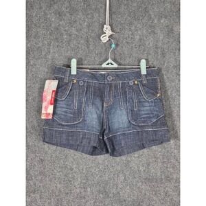 Mossimo Supply Co Womens Low Rise Denim Shorts Dark Wash Contrast Stitch Size 5
